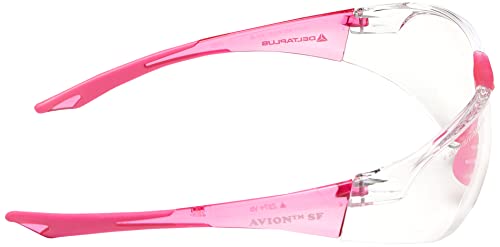 Elvex Delta Plus SG-18C-SLIM-PINK Avion SF Safety Glasses, Clear Lens with Pink Temple Tips, Slim Fit, Flexible, Abrasion Resistant, Anti Fog