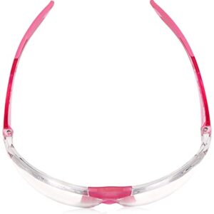 Elvex Delta Plus SG-18C-SLIM-PINK Avion SF Safety Glasses, Clear Lens with Pink Temple Tips, Slim Fit, Flexible, Abrasion Resistant, Anti Fog