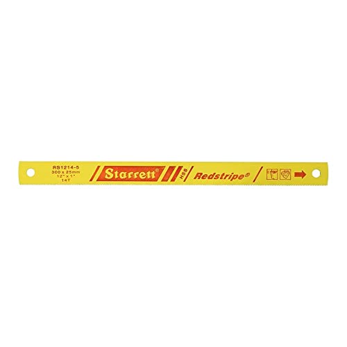 Starrett RS1214-5 Redstripe Solid High Speed Steel Power Hacksaw Blade, 0.050-inch Thick, 14 TPI, 12-inch Length x 1-inch Width