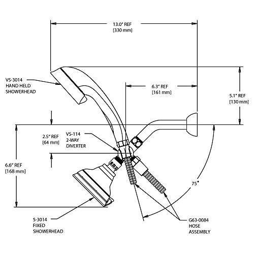 Speakman VS-233014-BN Caspian Anystream 2-Way Shower Combination, 2.5 GPM, Brushed Nickel