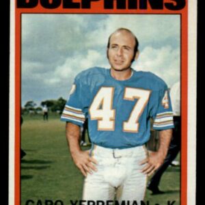 1972 Topps # 115 Garo Yepremian Miami Dolphins (Football Card) Dean's Cards 5 - EX Dolphins