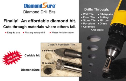 2-1/4" 57.5 mm DiamondSure Diamond Hole Saw Drill Bit for Glass, Tile, Granite, Ceramic, Porcelain, Stone