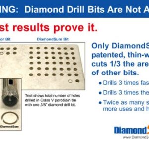 2-1/4" 57.5 mm DiamondSure Diamond Hole Saw Drill Bit for Glass, Tile, Granite, Ceramic, Porcelain, Stone