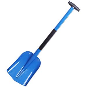cartman 32.5 inch aluminium sport shovel, utility scalable camping shovel, garden shovel, lightweight snow shovel for car emergency, 3 piece collapsible design, blue