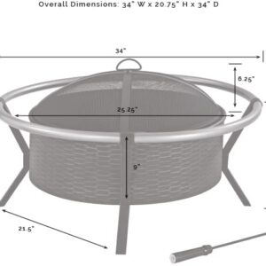 Crosley Furniture Yuma Outdoor Fire Pit with Oversized Bowl and Copper Ring - Black and Copper