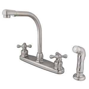 kingston brass gkb718axsp victorian 8-inch high arch kitchen faucet withsprayer, brushed nickel