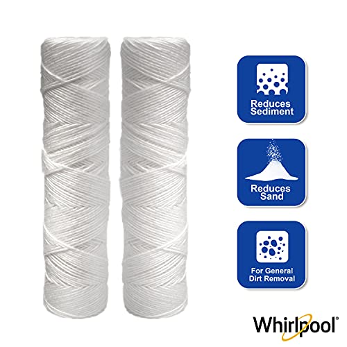 Whirlpool Whole Home String Wound Sediment Filters WHKF-WHSW, NSF Certified 5-Micron Filtration, 2-Pack, Standard Capacity Reduces Sand, Sil, Silt, Rust, and Protects Dishwasher and Laundry Appliances