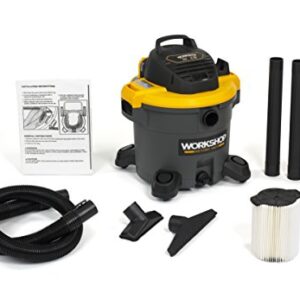 WORKSHOP Wet/Dry Vacs Vacuum WS1200VA Heavy Duty General Purpose Wet/Dry Vacuum Cleaner, 12-Gallon Shop Vacuum Cleaner, 5.0 Peak HP Wet And Dry Vacuum,Black