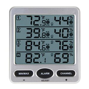 ambient weather ws-10 wireless indoor/outdoor 8-channel thermo-hygrometer with three remote sensors