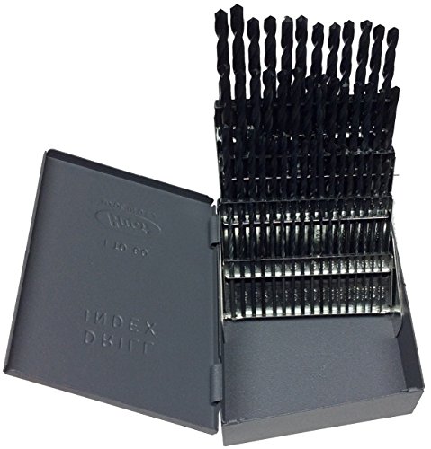 Drill America DWD60J-SET 60 Piece High Speed Steel Drill Bit Set (Wire Sizes: #1 - #60) with Black Oxide Finish, DWDN Series