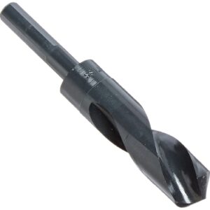 Drill America DWDRSD Series Qualtech High-Speed Steel Economy Reduced-Shank Drill Bit, Black Oxide Finish, 1/2" Round Shank, Spiral Flute, 118 Degrees Conventional Point, 3/4" Size, Pack of 1, 3-Flat