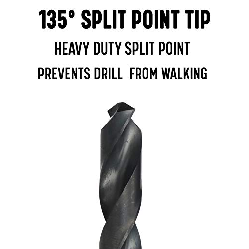 Drill America 3/8" High Speed Steel Heavy Duty Split Point Stub Drill Bit (Pack of 6), DWDST Series