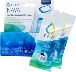 kor nava water bottle replacement filters, 2-pack