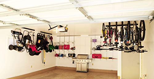 Titan Track Adjustable Overhead Garage Ceiling Storage Rack (74" Length) Holds 50lbs. per Hook, Plus 1 Additional Hook per Track Free