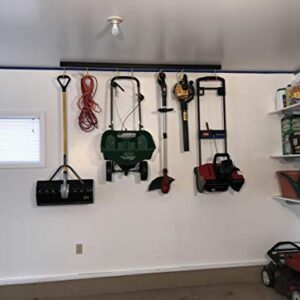 Titan Track Adjustable Overhead Garage Ceiling Storage Rack (74" Length) Holds 50lbs. per Hook, Plus 1 Additional Hook per Track Free