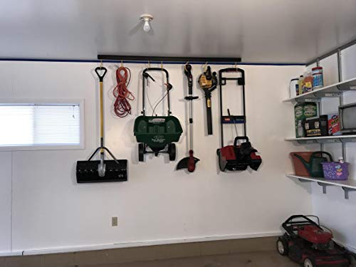 Titan Track Adjustable Overhead Garage Ceiling Storage Rack (74" Length) Holds 50lbs. per Hook, Plus 1 Additional Hook per Track Free