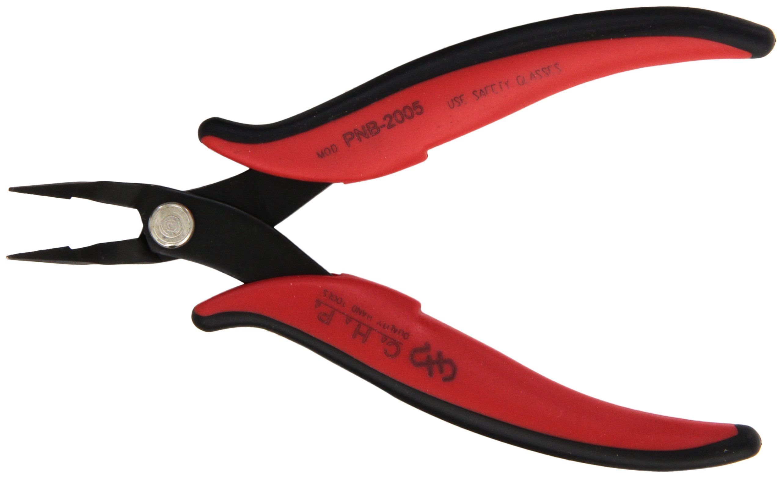 Hakko CHP PNB-2005 Long-Nose Angled Pliers, Pointed Nose, Flat Outside Edge, 45-Degree Angled Serrated Jaws, 32mm Jaw Length, 1.2mm Nose Width, 3mm Thick Steel