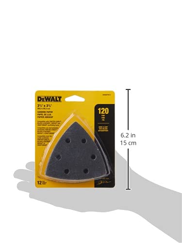 DEWALT DWASPTRI12 Hook and Loop Triangle 120 Grit Sandpaper, 12-Pack , Black