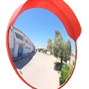 ECM-60-o Convex Polycarbonate Traffic Mirror, Orange color, diameter 24" (60cm), for Road Safety and Shop Security with Adjustable Fixing Bracket for Pole 1 1/2" (48 mm)