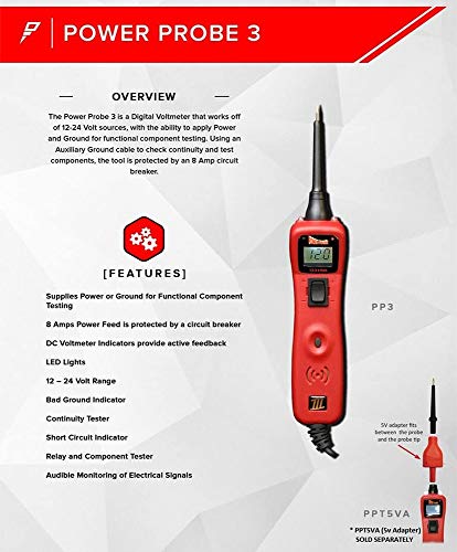 Power Probe III Circuit Tester - PP3CS in Red - Voltmeter