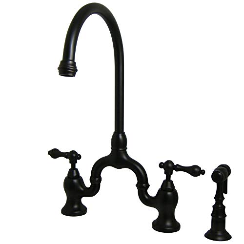 Kingston Brass KS7795ALBS English Country Bridge Kitchen Faucet, Oil Rubbed Bronze