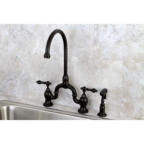 Kingston Brass KS7795ALBS English Country Bridge Kitchen Faucet, Oil Rubbed Bronze