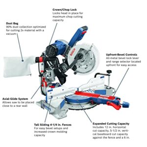 BOSCH CM10GD Compact Miter Saw - 15 Amp Corded 10 In. Dual-Bevel Sliding Glide Miter Saw with 60-Tooth Carbide Saw Blade