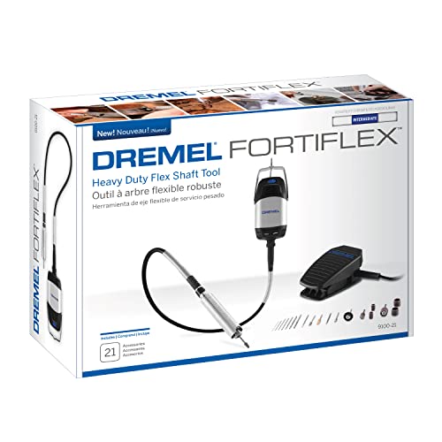 Dremel 9100-21 Fortiflex 2.5 Amp Flex Shaft Powerful Rotary Tool Kit- Hands-Free Speed Control for Precision Crafts & Projects, Detail Sander, Polisher, Engraver, Etcher