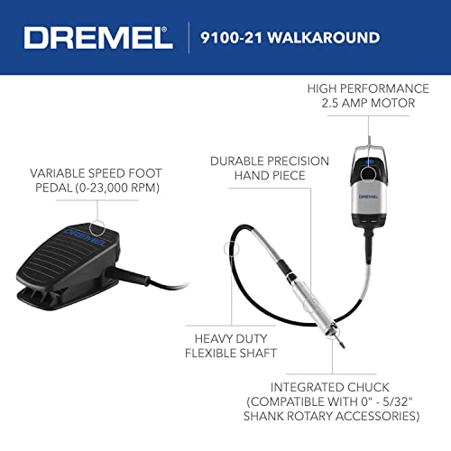 Dremel 9100-21 Fortiflex 2.5 Amp Flex Shaft Powerful Rotary Tool Kit- Hands-Free Speed Control for Precision Crafts & Projects, Detail Sander, Polisher, Engraver, Etcher