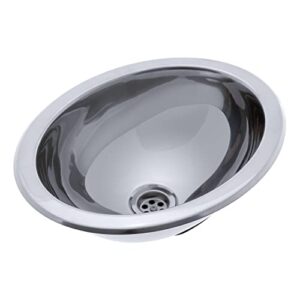 ambassador marine oval stainless steel round bottom ultra mirror polished finish sink, 13 1/4-inch long x 10 1/2-inch wide x 5 1/4-inch deep