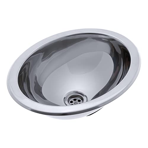 Ambassador Marine Oval Stainless Steel Round Bottom Ultra Mirror Polished Finish Sink, 13 1/4-Inch Long x 10 1/2-Inch Wide x 5 1/4-Inch Deep