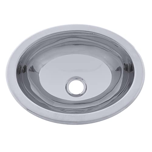 Ambassador Marine Oval Stainless Steel Round Bottom Ultra Mirror Polished Finish Sink, 13 1/4-Inch Long x 10 1/2-Inch Wide x 5 1/4-Inch Deep