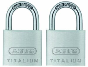 abus 64ti/30 titalium aluminum alloy padlock, keyed alike, pack of 2