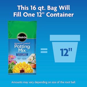 Miracle-Gro Moisture Control Potting Mix, Potting Soil for Container Plants, Protects Against Over and Underwatering, 16 qt.