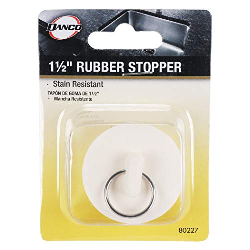 Danco 1-1/2 inch Rubber Drain Stopper, White, Carded, 80227