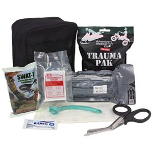 ever ready first aid tactical trauma ifak kit feat. trauma pack quikclot, israeli bandage, swat-t tourniquet in ifak molle pouch