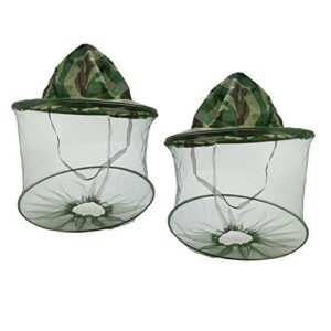 NYKKOLA 2Pack Camouflage Beekeeper Beekeeping Cap Hat with Head Net Mesh Face Protection Outdoor Fishing Equipment Beekeeping Supplies