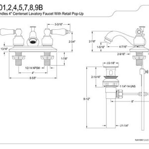 Kingston Brass KB601B 4-Inch Centerset Lavatory Faucet, 2.88" x 4.05" x 6.88", Polished Chrome