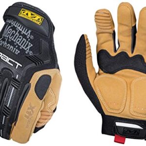 Mechanix Wear: Material4X M-Pact Synthetic Leather Work Gloves, Safety Gloves with Impact Protection and Vibration Absorption, Abrasion Resistance, Work Gloves for Men (Brown, Large)