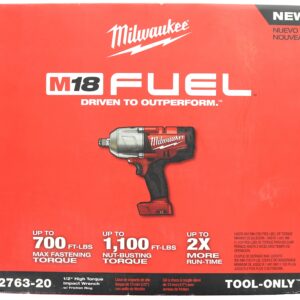 Milwaukee 2763-20 M18 Fuel 1/2-Inch High Torque Impact Wrench with Friction Ring (Bare Tool)