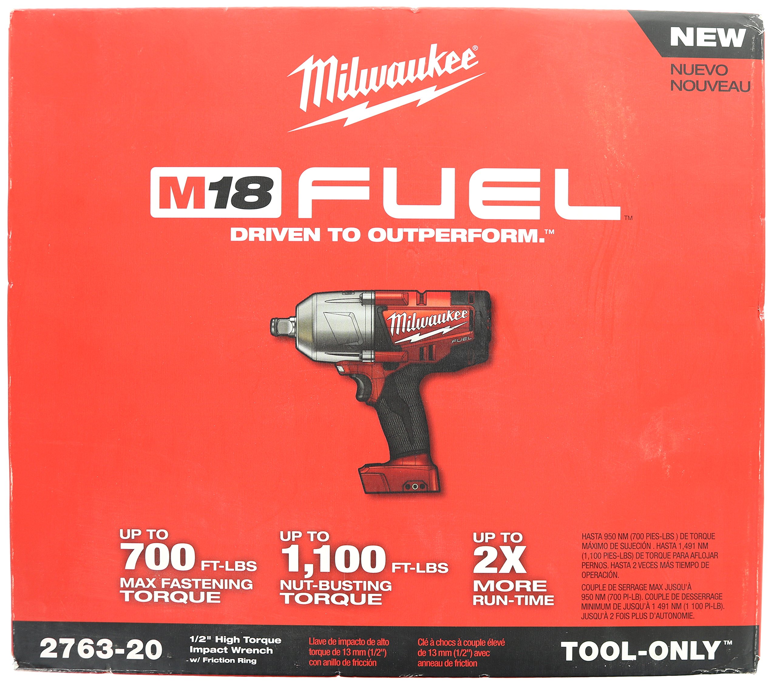 Milwaukee 2763-20 M18 Fuel 1/2-Inch High Torque Impact Wrench with Friction Ring (Bare Tool)