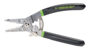 greenlee 1955-ss stainless steel wire stripper for 10-18 awg solid and 12-20 awg stranded, heavy-duty stripper, cutter, and crimper tool