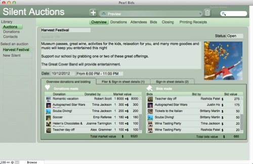 Silent Auction Pearl Bids for Mac OSX