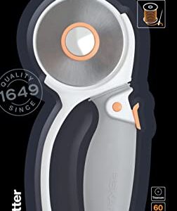 Fiskars Titanium Rotary Cutter, Ø 60 mm, For Right- and Left-handed Users, Orange/White/Grey, 1004753