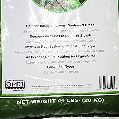 Azomite 44 Pound Multi-Use Granulated Organic Trace Mineral Soil Additive Micro-Fertilizer for Plant, Garden, Orchard, Crop Soil, and Root Systems