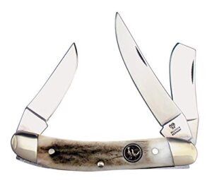hen & rooster german hand forged 3 1/2" sowbelly with deer stag handle 283-ds