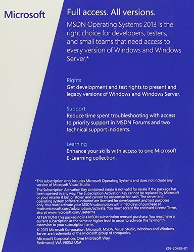 Microsoft MSDN OS Retail 2013 English Programs Medialess Renewal