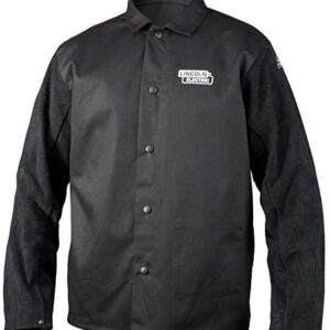 Lincoln Electric unisex adult Traditional Split Leather Sleeved Welding Jacket, Black, X-Large US