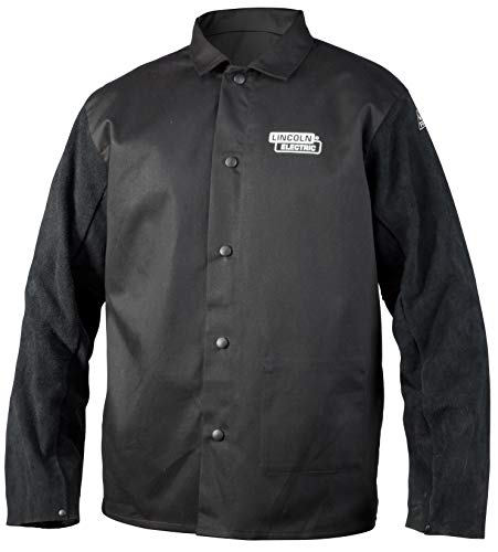 Lincoln Electric unisex adult Traditional Split Leather Sleeved Welding Jacket, Black, X-Large US