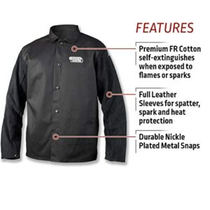 Lincoln Electric unisex adult Traditional Split Leather Sleeved Welding Jacket, Black, X-Large US